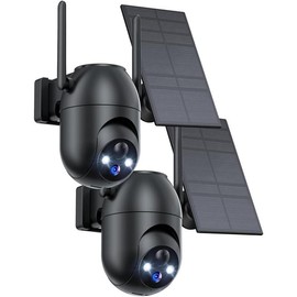 2K Security Camera Wireless with Solar Panel, Smart AI Human Detection, 2-Way Audio, Color Night Vision, 2.4G WiFi, Cloud Storage, Indoor/Outdoor IP66 Waterproof, Live View:_2 Pack