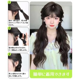 Hair Extension, Braid Wig, 2 Piece Set, 21.7 inches (55 cm), Braided Ponytail, Curl Wig, Twin Tails, Braid, Natural, Fluffy, Extension, Dance Extension, Hair Extension, Costume, Event, Party, Birthday