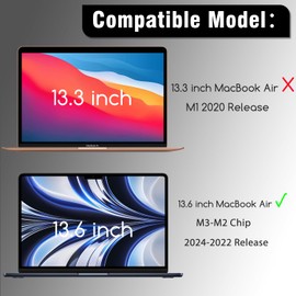 KEANBOLL Designed for MacBook Air 13.6 inch Tempered Glass Screen Protector, (M3/M2 Chip, A3113/A2681) 9H Hardness, Anti Scratch,Ultra Clear