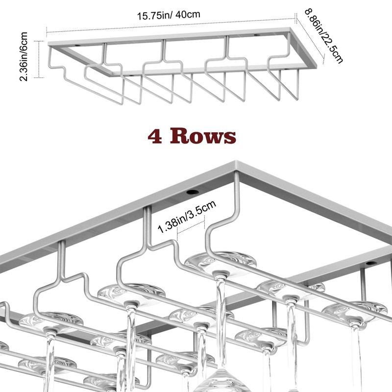 Nuovoware Wine Glass Rack, [2-Pack] Wine Glass Hanger Rack Under