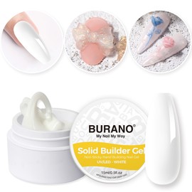 BURANO 5 IN 1 Solid Nail Extension Gel Builder Gel for Nails, Solid Builder Gel for Nails Non Sticky UV Nail Glue for Acrylic Nails, Hard Gel Nails Nail 15g (0.5 FL OZ) (white)