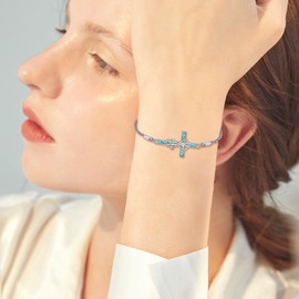 ONEFINITY Stethoscope Cross Bracelet 925 Sterling Silver Turquoise Bracelet Jewelry Gifts for Nurses Doctors