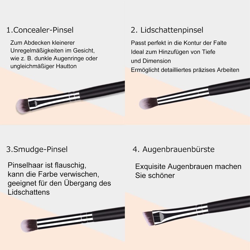 MSQ Eye Brush Set Rose Gold 4pcs Eyeshadow Set, Eyebrow