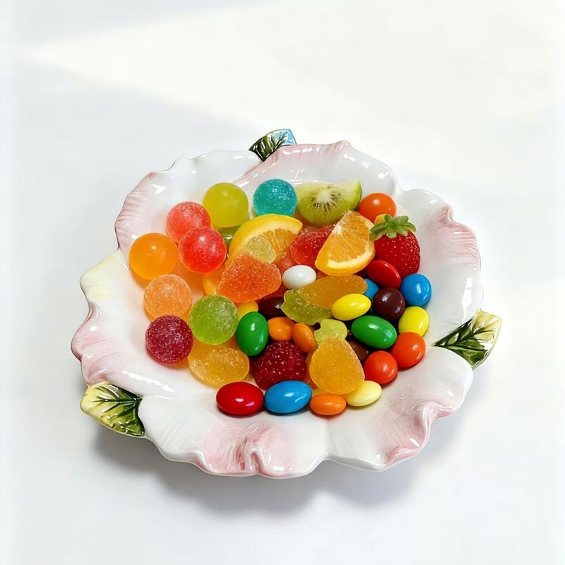 Minigift Ceramic Dessert Plate, 3D Hand-paint Champagne Rose Fruit Plate