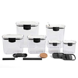 Prepworks by Progressive 6-Piece ProKeeper Clear Storage Container Set (6 Piece, Black Latches)