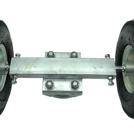 Rolling GATE 10" Wheel Carrier: for Chain Link Fence Rolling/Sliding Gates - Gate Wheel Rut Runner - 2 Pneumatic Rubber Wheels (axle is 12" from Wheel to Wheel)