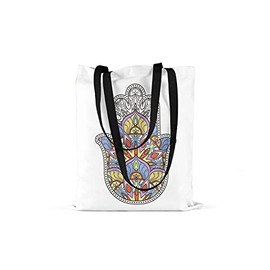 Le Jardin du Lin Printed Shopping Bag with Two Black Long Handles, Foldable Fabric Bag with Two Long Handles, Size: 48 x 55 cm