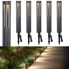 LEONLITE Low Voltage Path Lights, 3W LED Landscape Pathway Lights, Outdoor Landscape Lighting for Driveway, Garden, Aluminum, 12-24V AC/DC, ETL, IP65 Waterproof, 3000K Warm White, Black, Pack of 6