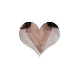 Yheakne Layered Heart Choker Necklace Boho Crystal Heart Pendant Necklace Silver Puffy Heart Necklace Rhinestone Heart Love Necklace Vintage Heart Cz Choker Necklace Jewelry for Women and Girls