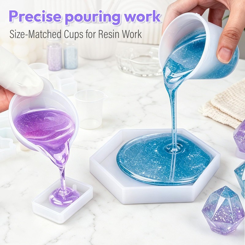 HeyClear Silicone Measuring Cups Kit for Epoxy Resin 250&100ml Mixing