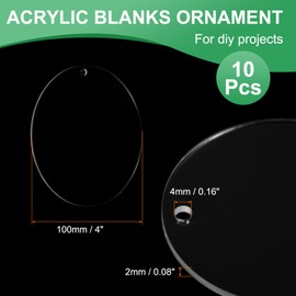 MECCANIXITY Acrylic Keychain Blanks, 4 Inch Round Clear Disc Ornaments with Hole for DIY Keychain, Crafting Vinyl Projects, Tree Decoration, Transparent, Pack of 10