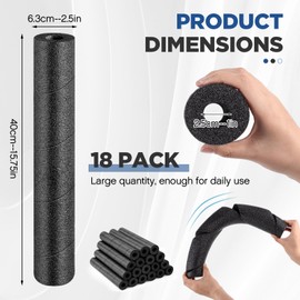 Tondiamo 18 Pcs Pipe Insulation Foam Tube - 15.7 Inches Black Foam Pipe Covers Multi-purpose Soft Foam Tubing Protection Wrap for Outdoor Indoor Swimming Pool Noodles Handle Water Pipe
