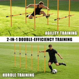 Hikeen Upgraded Agility Poles, 6 Pack 6ft Soccer Training Poles, Adjustable Detachable Speed and Agility Training Equipment for Football, Practice Accessories for Adults Youth