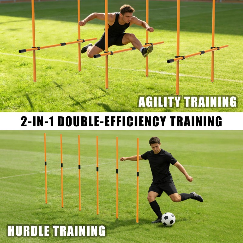 Hikeen Upgraded Agility Poles, 6 Pack 6ft Soccer Training Poles,