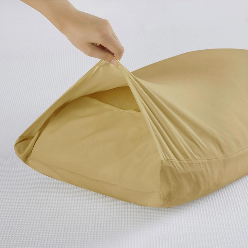 2 Pack Pillow Cases King, Soft Microfiber Pillowcases Gold Pillow