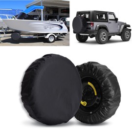 Leather Spare Tire Wheel Cover Tire Cover Protected Case - 14 Inch Fit Entire Tire Diameter 24"-26",Black