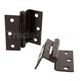 1 x Pair - 63mm x 58mm Brown Powder Coated STORMPROOF Casement Hinges REBATED CRANKED - 434077