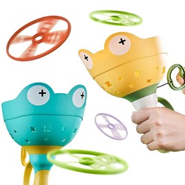 UNITSLYZ 2 Frog Disc Launcher with 12 Frisbee - Interactive Outdoor Game for Kids 3+ Years, Improves Hand-Eye Coordination