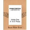 Best Pilot Ever Engraved Natural Wood Picture Frame with Wings