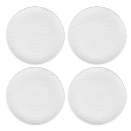 Temp-Tations Woodland White Dinner Plates, Set of 4-8" Small White Ceramic Plates for Salad, Dessert, Microwavable, Dishwasher-Safe, Stoneware Dinnerware Sets, Premium Kitchen and Dining Dishes