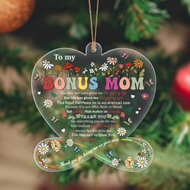 Butterfly Accessories Xmas Bonus Mom Clear Acrylic Ornaments Colorful Christmas Tree Wildflower Holiday Designs Butterfly Hanging, Bonus Mom Floral, Acrylic Ornaments, Mom Gifts