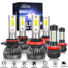 AUIMSOCO For Honda CR-V 2015 2016-2019 LED Headlight High Low + Fog Light Bulbs Combo Kit