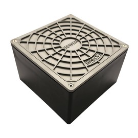 USA Made - Sinnov Pro Metal Lid Outdoor Floor Drain Cleanout, 3 or 4 Inch PVC Hub Connection Works for Pavers, Pool Decks, Walkways, Hotels & Backyards (Metal Lid Silver/Grey)