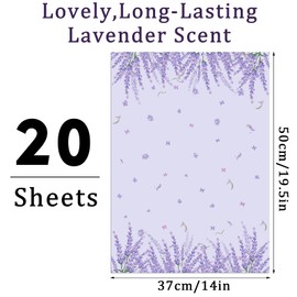 20 Hojas Revestimientos de Cajones Fragantes Perfumados de 14 x 19.5 Pulgadas Forro de Papel para Cajón Hojas de Papel No Adhesivas para Cocina Gabinete Inicio Estante Armario (Patrón de Flores, Lavanda)