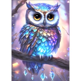 DPHERO 5D Owl Diamond Painting Kit for Adults, Round Full Drill DIY Paint with Diamonds Fantasy Owl Gem Art 12x16 inch