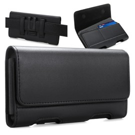 BECPLT - Funda de piel para Galaxy Z Fold 7, 6, 5, 4, 3, 2, con clip para cinturón, funda para teléfono celular, color negro