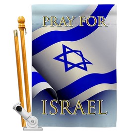USA Decoration Pray for Israel House Flag Set Support Cause Home Stand with Country International World Decoration Banner Small Garden Yard Gift Double-Sided, Made in USA