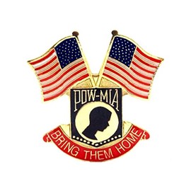 POW MIA Shield With 2 USA Flags Lapel Hat Pin Military Marines Army PPM483