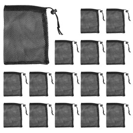 EOWVISN 15 Pieces Black Mesh Drawstring Pockets, Drawstring Drawstring Pockets, Item Storage Bags, Travel Storage Bags, Portable Storage Bags