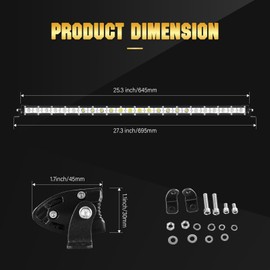 Willpower 25 inch 120W Single Row LED Light Bar Low Profile Ultra Thin Slim Mini Spot Flood Combo Beam Led Off Road Lights Driving Lights Led Fog Lights Boat Lighting Led Work Light