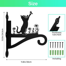 Plant Hangers Outdoor Iron Heavy Duty Ornamental Cat Silhouette Wall Mounted Hanging Plant Bracket for Flower Pot Lantern Bird Feeder Wind Chimes