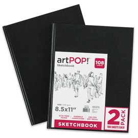 artPOP! Hardbound Sketchbooks, Pack of 2, 8.5 x 11 inches, 108 Sheet Drawing Pads, 65 lb/100 GSM Paper, Art Supplies for Drawing, Sketching, Illustration, and Journaling