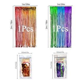 2 Pack Pride Decorations, Rainbow Foil Curtain, Tinsel Curtains, 1x2m Rainbow Party Decorations, Streamers Party Decoration for Birthday Wedding Holiday Party