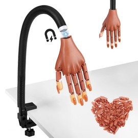 Wilfniee Practice Hand for Acrylic Nails: Magnetic Nail Practice Hand Flexible Fake Hand For Nail Practice Movable Manicure Hand Practice with 100PCS Nail Tips