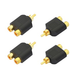 YACSEJAO RCA Y Splitter Adapter Gold Plated RCA 1 Male to 2 Female Y Splitter Connectors for Subwoofer, Car Radio, Amplifier, TV, Digital Audio Etc（4Pack）