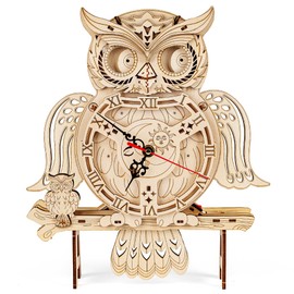 SYNARRY Wooden 3D Puzzles for Adults Model kit Owl Clock - Mechanical Model Building Kit DIY Hobbies for Kids Teens Men Women 126PCS Puzzle Craft Gift Home Decor for Family Birthday Gift/Christmas Day