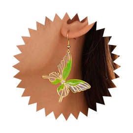 Cybche Boho Butterfly Earrings Green Butterfly Drop Earrings Funny Butterfly Earrings Butterfly Wings Earrings Jewellery For Women, Zinc, No Gemstone