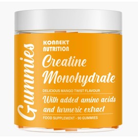 Creatine Monohydrate Gummies, Added 500mg BCAAs and Turmeric Exctract, 4500mg per Serving, Pre-Workout Gym Supplement for Men and Women (1 Month Supply), Mango Twist