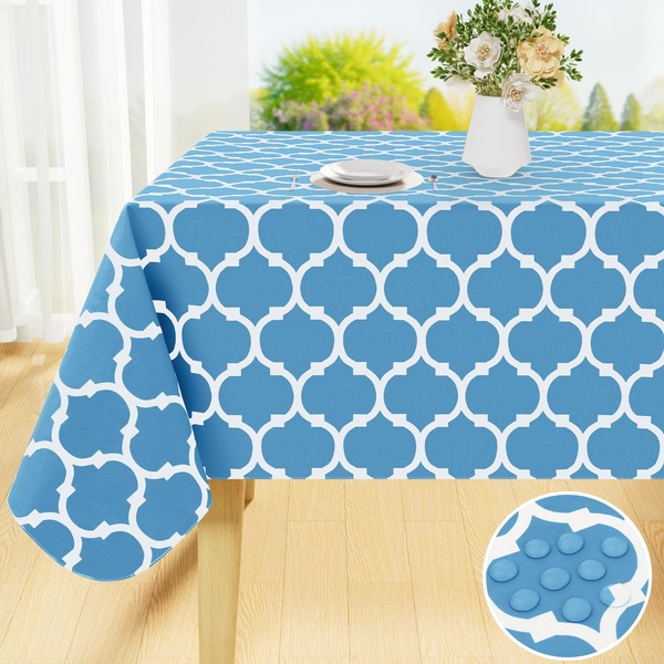 Smiry Rectangle Table Cloth, Waterproof Vinyl Tablecloth with Flannel Backing