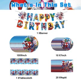Birthday Party Supplies , Decorations For Kids, Include Banner Party Dessert Disposable Plates, Napkins , Tablecloth Table Cover Tableware Party Favor