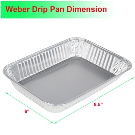 DONSIQIZZ 30Pack Grill Drip Pans Compatible for Weber 6415 Grills, Grease Pan Liners for Weber Spirit, Genesis, Traveler, Q Series Disposable Aluminum Foil Grease Trays Accessories 8.5" x 6"