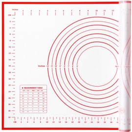 Yansumi Silicone Pastry Mat Extra Large Non-Slip Mat for Rolling Dough Pie Crust and Baking Non-Stick with Measurements (16x12, Red)