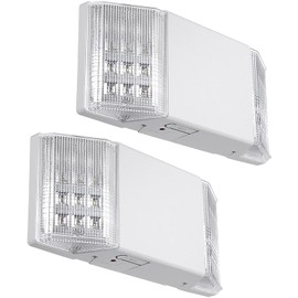 TORCHSTAR LED Emergency Lighting, Commercial Emergency Lights with Battery Backup, UL Listed, Two Square Heads, AC 120/277V, Hardwired Emergency Exit Light Fixtures for Business, Pack of 2