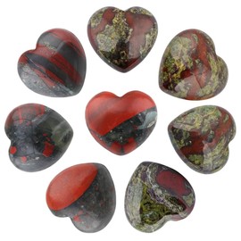 SUNYIK Assorted Natural Gemstones Carved Puff Heart Pocket Stone Set, Healing Palm Crystal Set for Christmas, Pack of 8(1")