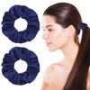 WLLHYF 2 Pcs Pink Velvet Hair Scrunchies Hairs Bands, Navy