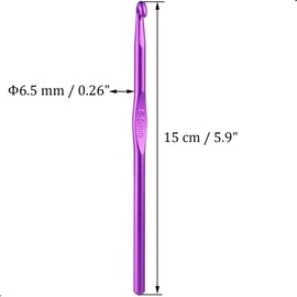 6Pcs 6.5mm Aluminum Crochet Hook Knitting Needles US Size K (Size 10.5) for DIY Yarn Craft,Nice Gift for Women Adults Kids Children Beginners (Purple)